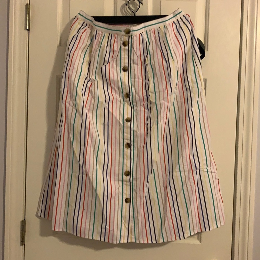 J. Crew Rainbow Striped Midi Skirt